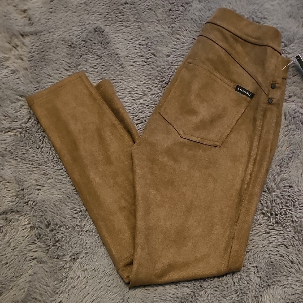 Sanctuary Brown Straight Leg Suede Pants